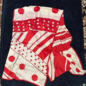 Red and White Polka Dot 100% Silk Scarf from Paris